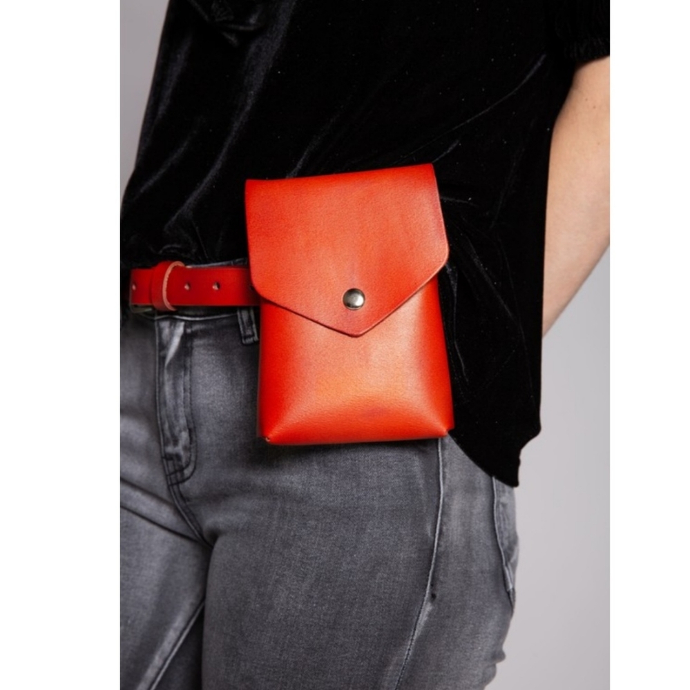 POL leather waist bag fanny pack brown burnt orange boho bohemian removable belt
